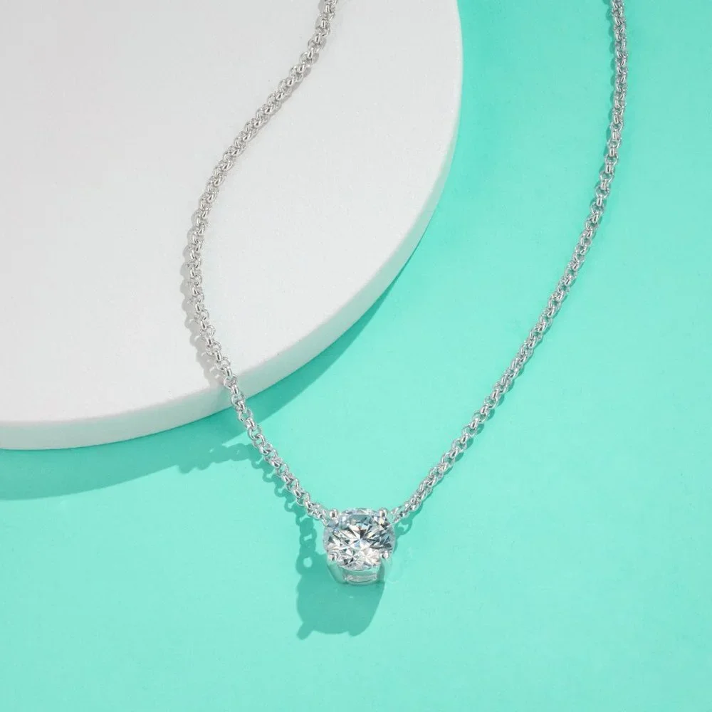 Certified 2 ct. t.w. Moissanite Diamond Solitaire Necklace NEW A